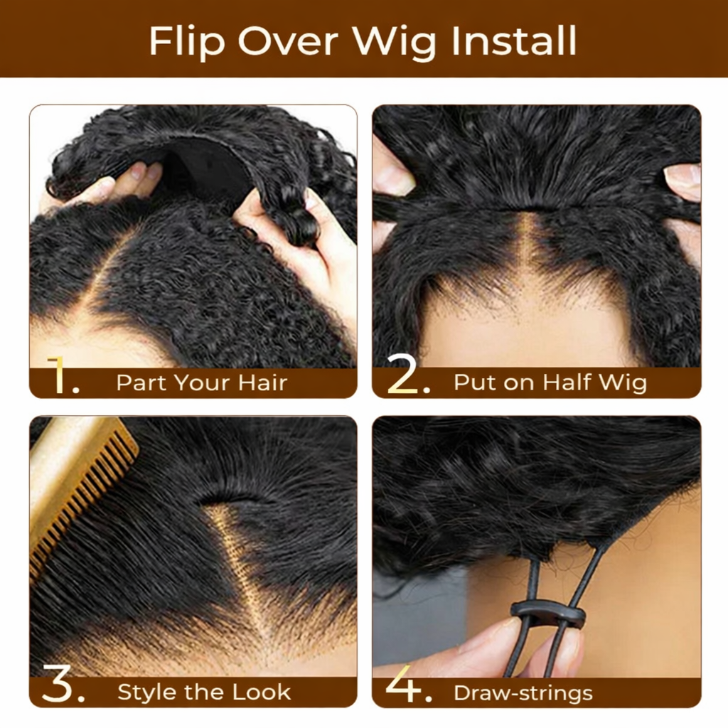 Half Wig Burmese Curly – Preto Natural (#1B)
