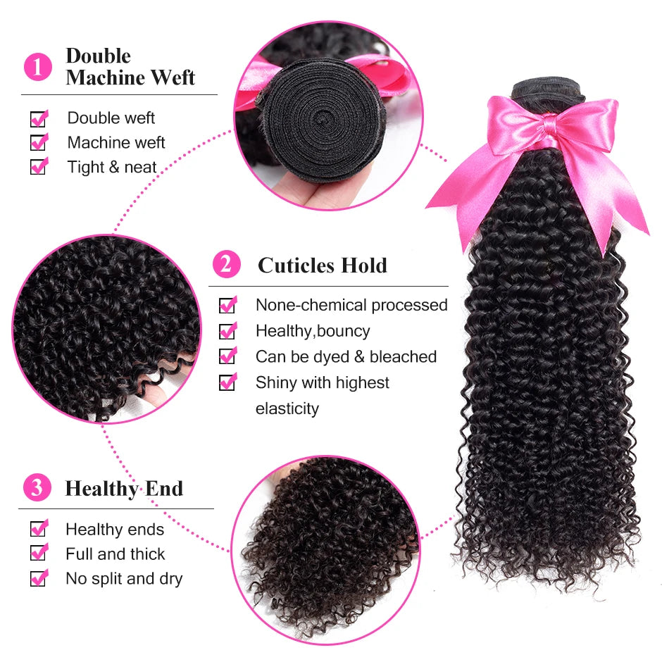 Extensões de Cabelo Humano Kinky Curly