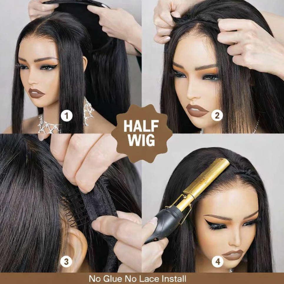 Half Wig Liso – Preto Natural (#1B)