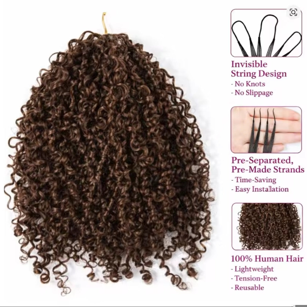 Crochet Kinky Curly – Castanho Chocolate (#4)