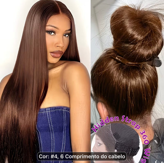 Peruca 360 Liso – Castanho Chocolate (#4)