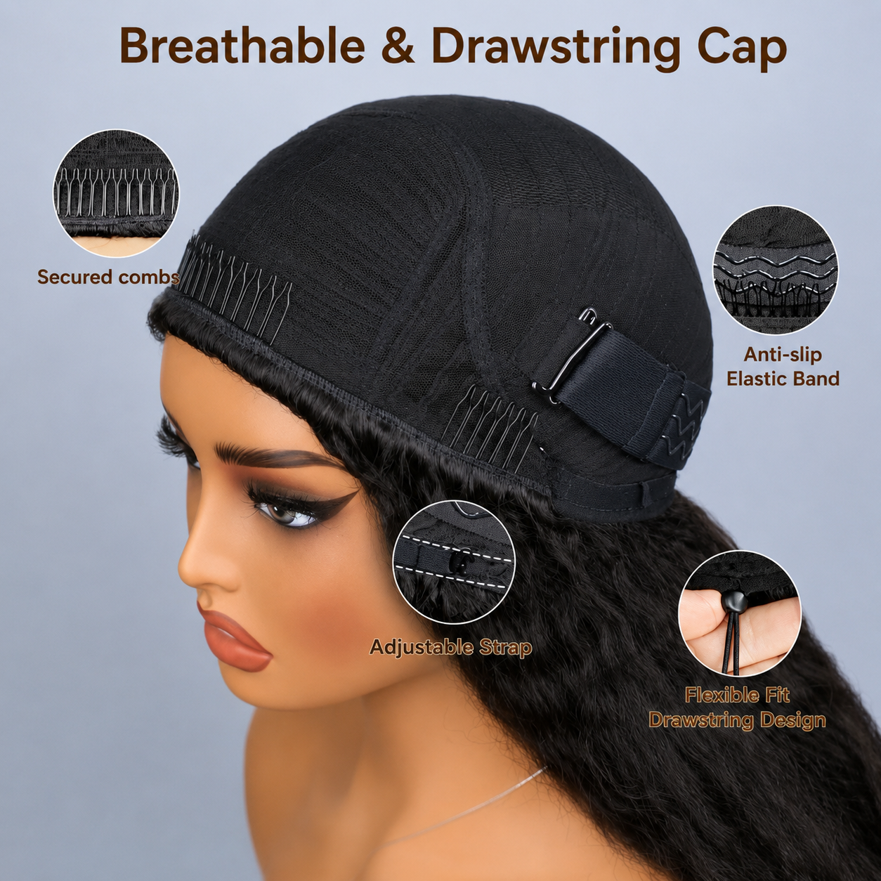 Half Wig Burmese Curly – Preto Natural (#1B)