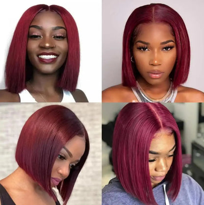 Peruca Bob Liso Ultraliso - Cabelo Humano Borgonha (#99J)