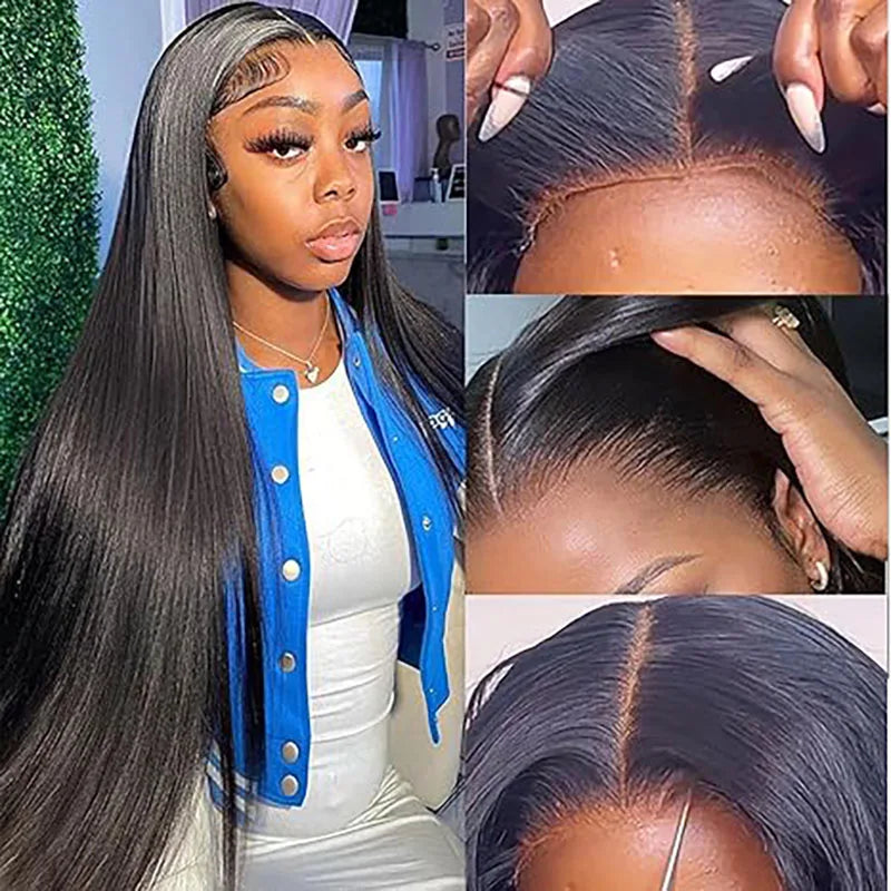 Peruca Lisa yaki – Cabelo Humano, Frente de Renda 13x4 HD, Sem Cola, Wear & Go, Pré-Cortada e Pré-Desbastada, Pronta a Usar