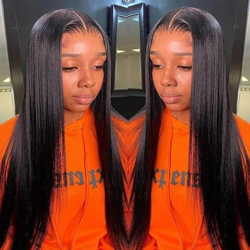 Peruca Lisa yaki – Cabelo Humano, Frente de Renda 13x4 HD, Sem Cola, Wear & Go, Pré-Cortada e Pré-Desbastada, Pronta a Usar