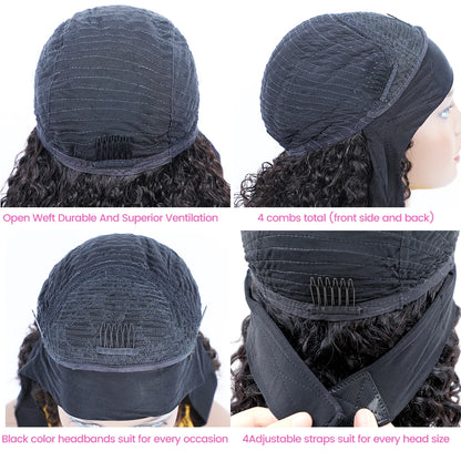 Peruca Headband Cacheada – Pronta a Usar, Sem Cola – Cabelo Humano