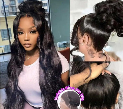 Peruca Completa 360 Invisível Sem Cola – Cabelo Humano com Ondas Corporais