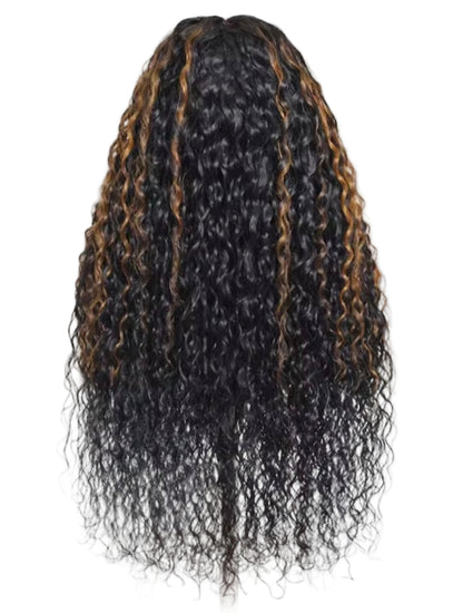 Peruca de Cabelo Humano Ondas Profundas Water Wave com madeixas