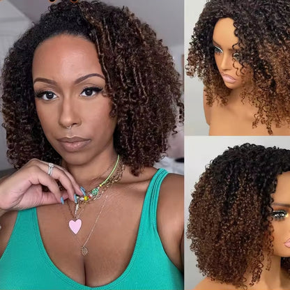 Half Wig Kinky Curly – Castanho Ombrê