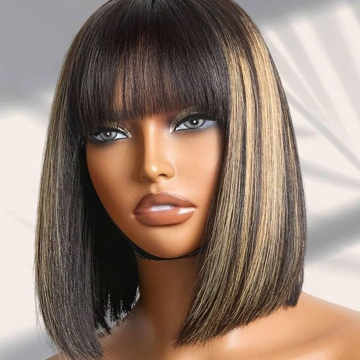 Peruca Bob Reta  com franja – Balayage