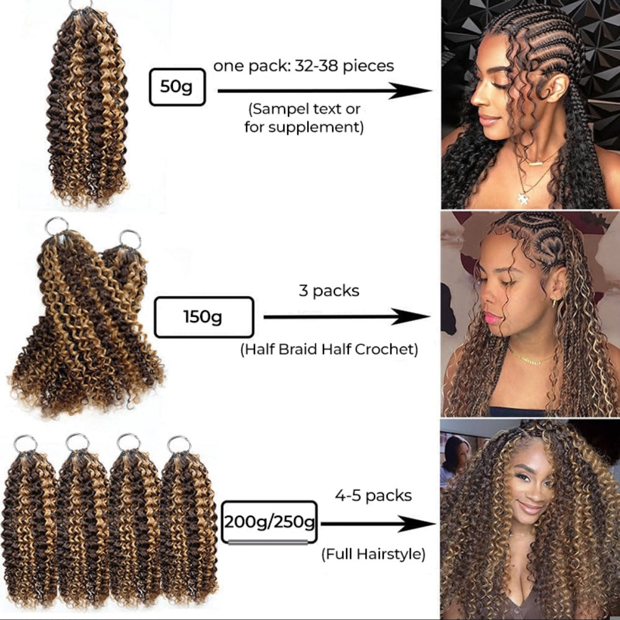 Crochet Kinky Curly – Piano (Tricolor)