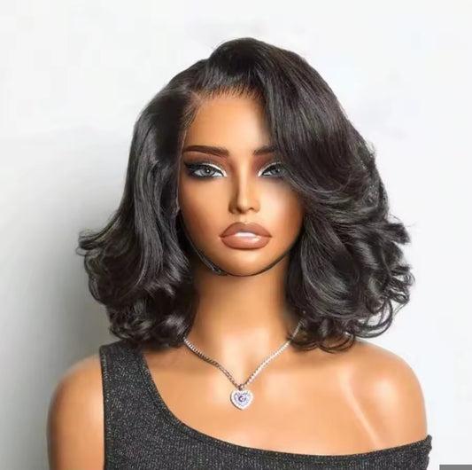 Peruca Bob Ondulada– Preto Natural (#1B)