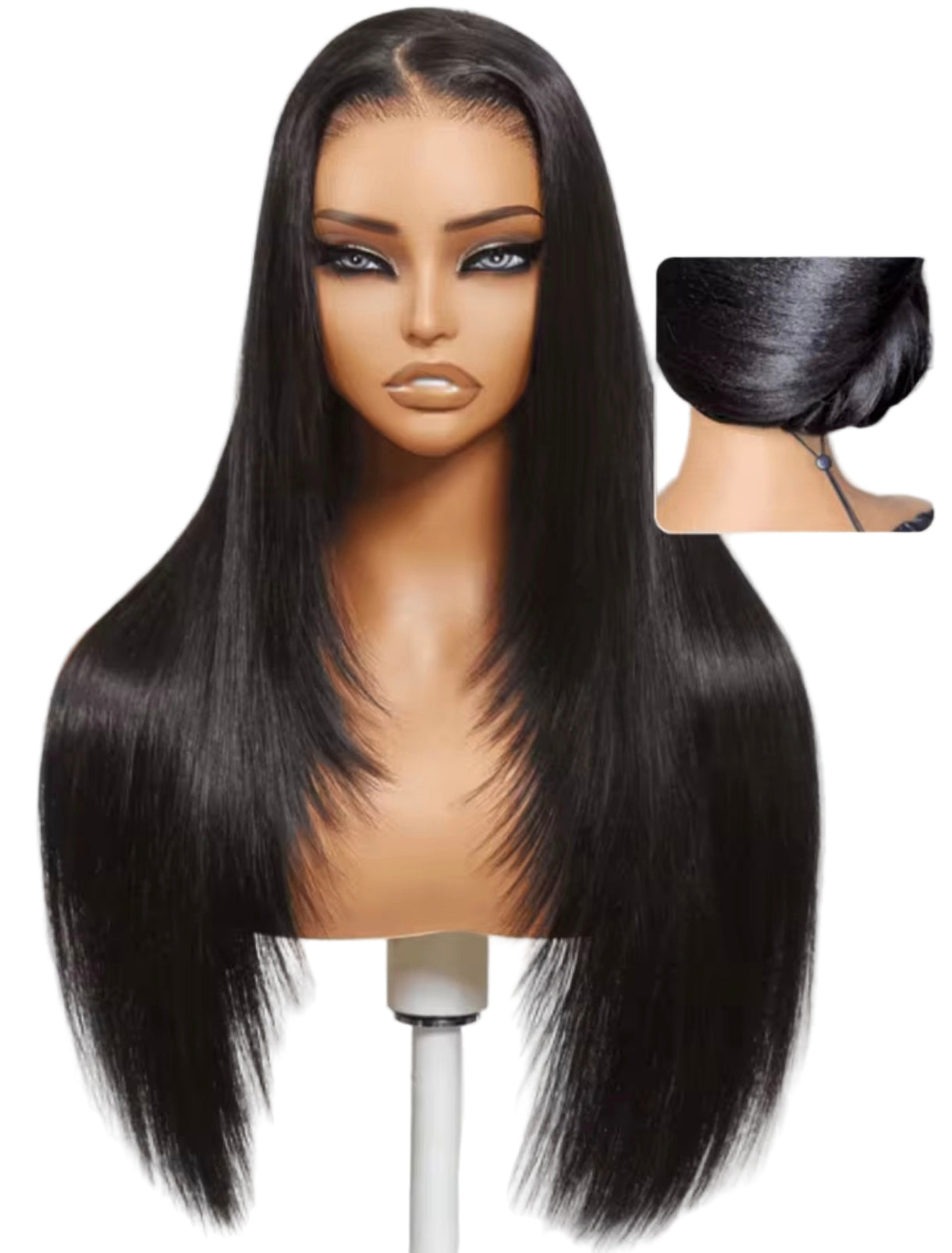Peruca Lisa yaki – Cabelo Humano, Frente de Renda 13x4 HD, Sem Cola, Wear & Go, Pré-Cortada e Pré-Desbastada, Pronta a Usar