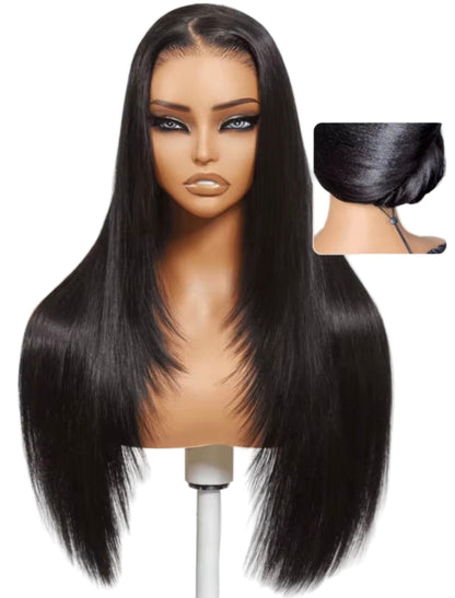 Peruca Lisa yaki – Cabelo Humano, Frente de Renda 13x4 HD, Sem Cola, Wear & Go, Pré-Cortada e Pré-Desbastada, Pronta a Usar