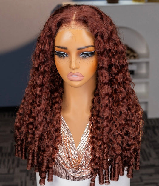Peruca Cacheada 100% Humana – Burmese Curly (Castanho Avermelhado)