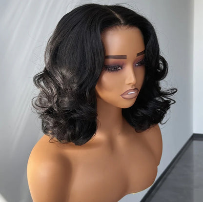 Peruca Bob Ondulada– Preto Natural (#1B)