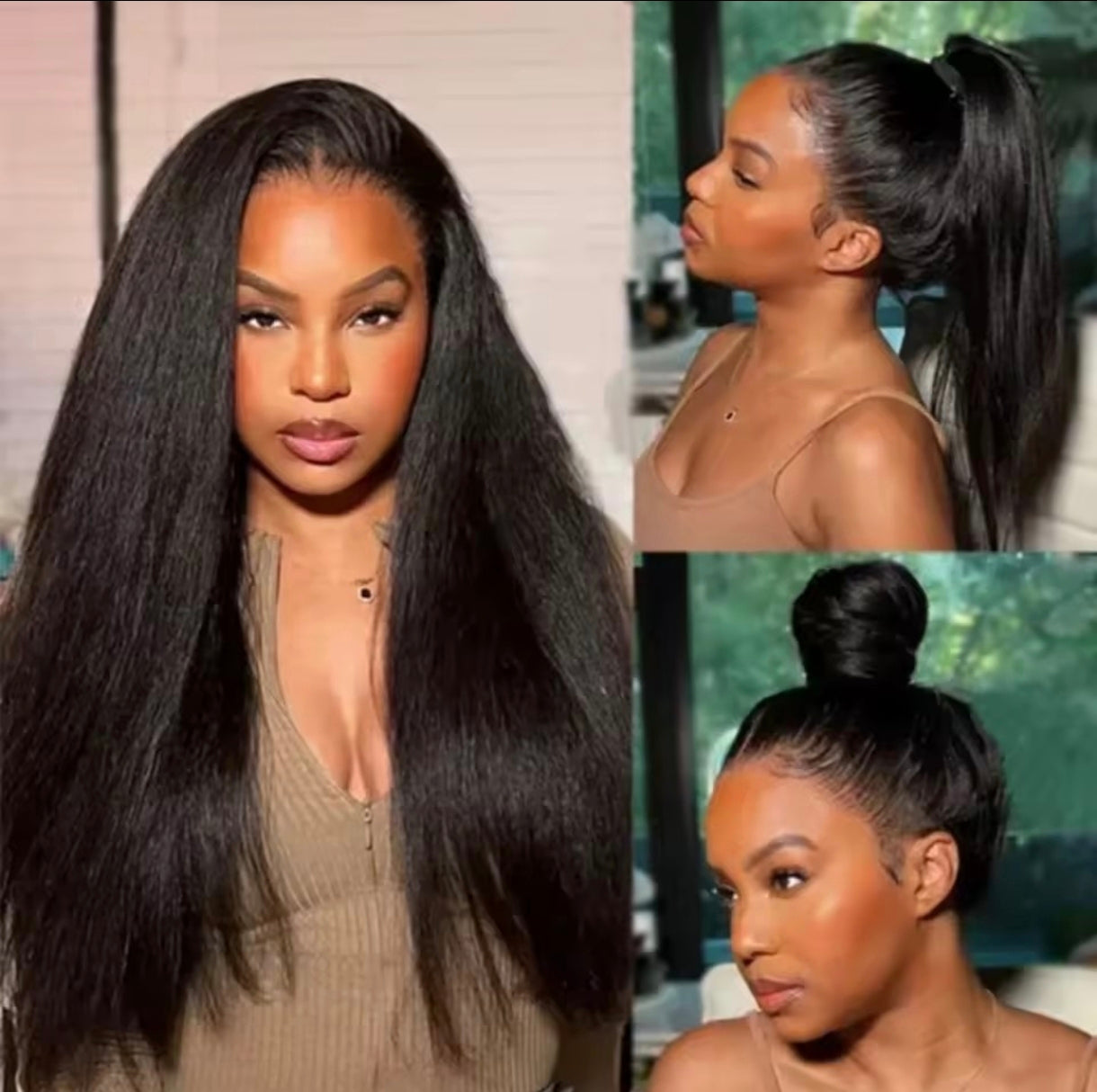 Peruca Kinky Straight  360 – 100% Humana | Sem Cola & Pronta Para Usar