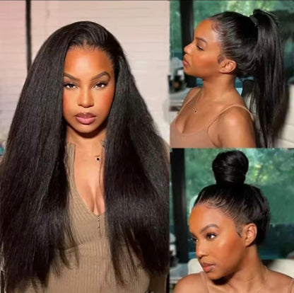 Peruca Kinky Straight  360 – 100% Humana | Sem Cola & Pronta Para Usar