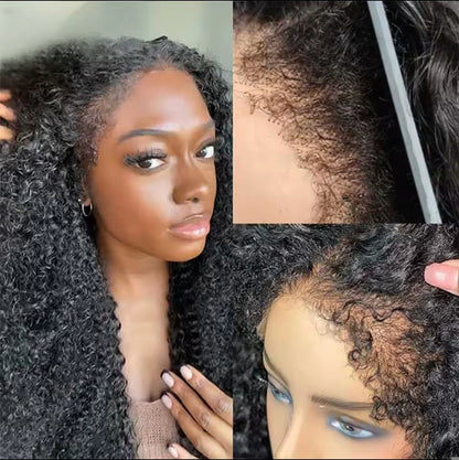 Peruca 360 Kinky Curly com Baby Hair 4B – Preto Natural (#1B)