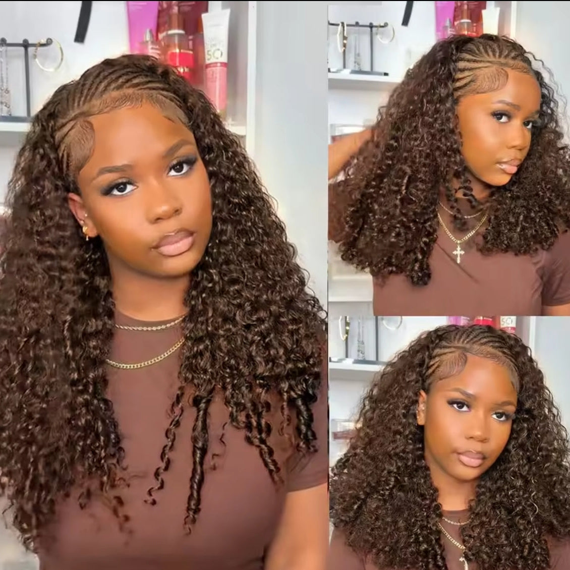 Half Wig Burmese Curly – Castanho Chocolate (#4)