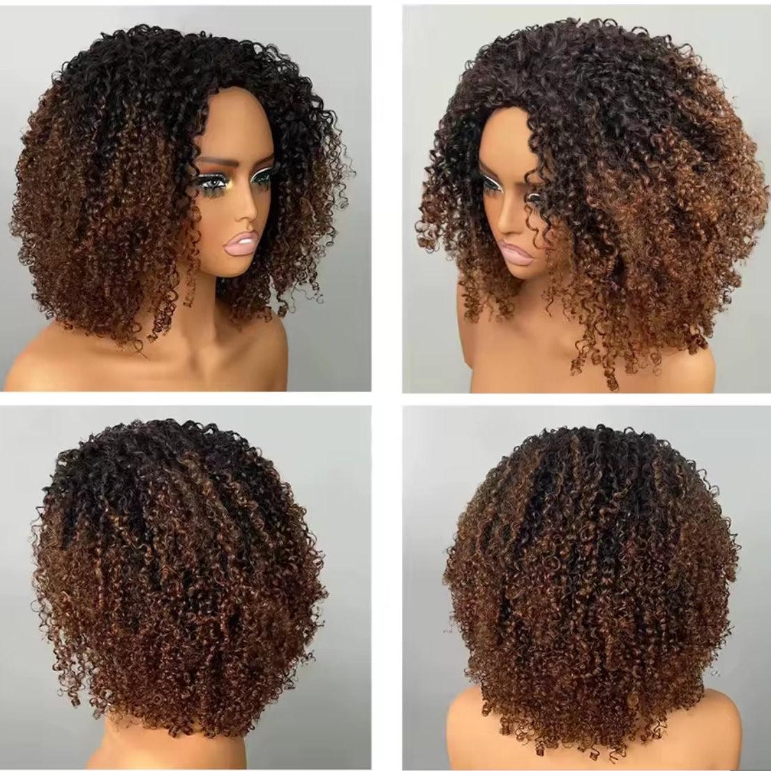 Half Wig Kinky Curly – Castanho Ombrê