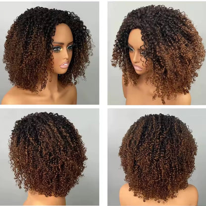 Half Wig Kinky Curly – Castanho Ombrê