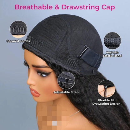 Half Wig Kinky Straight Ondulado – Preto Natural (#1B)