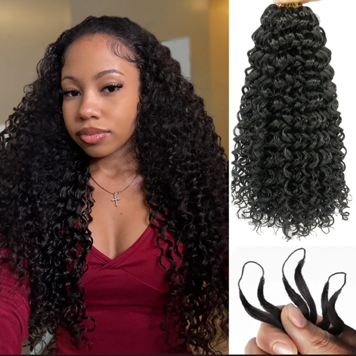 Crochet Water Wave – Preto Natural (#1B)