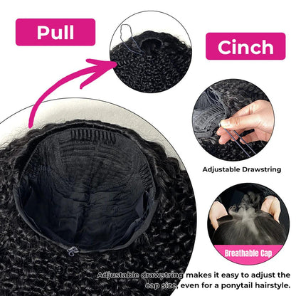 Half Wig Kinky Straight Ondulado – Preto Natural (#1B)