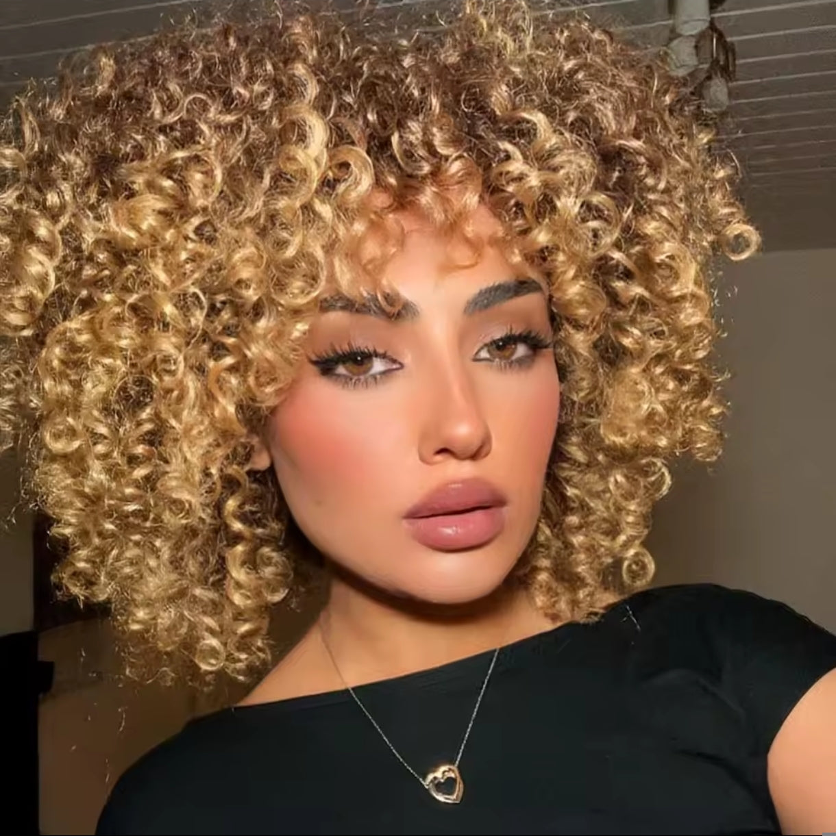 Half Wig Kinky Curly – Castanho Mel (#27)
