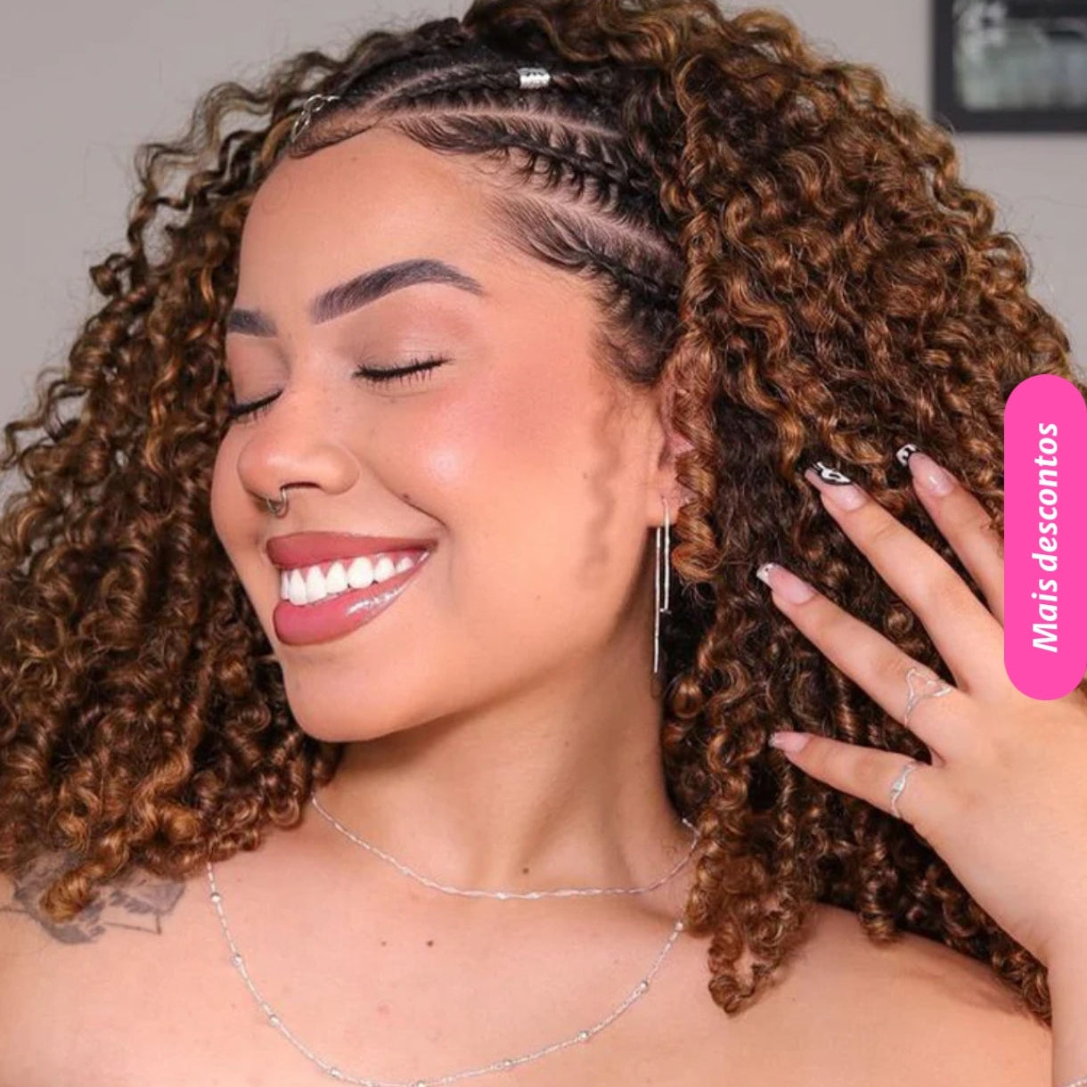 Half Wig Kinky Curly – Vermelho Acastanhado (#33)