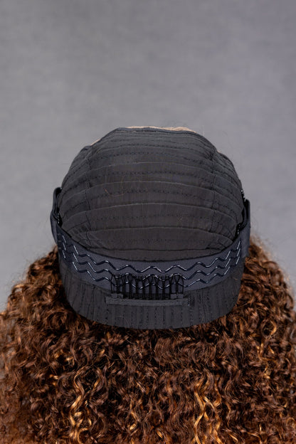 Peruca Kinky Curly Castanho Iluminado Bob – Pronta a Usar & Sem Cola