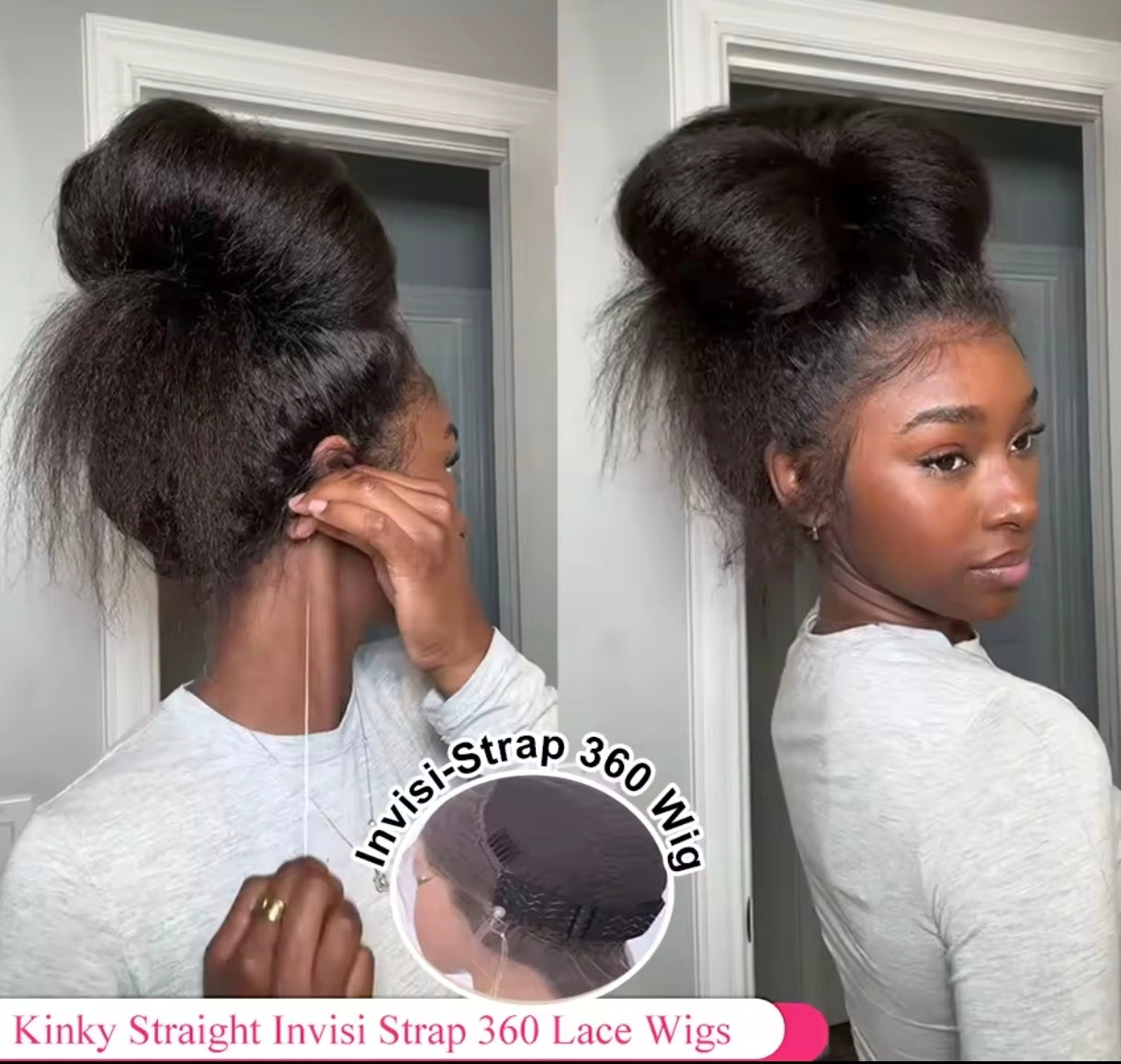 Peruca Kinky Straight  360 – 100% Humana | Sem Cola & Pronta Para Usar