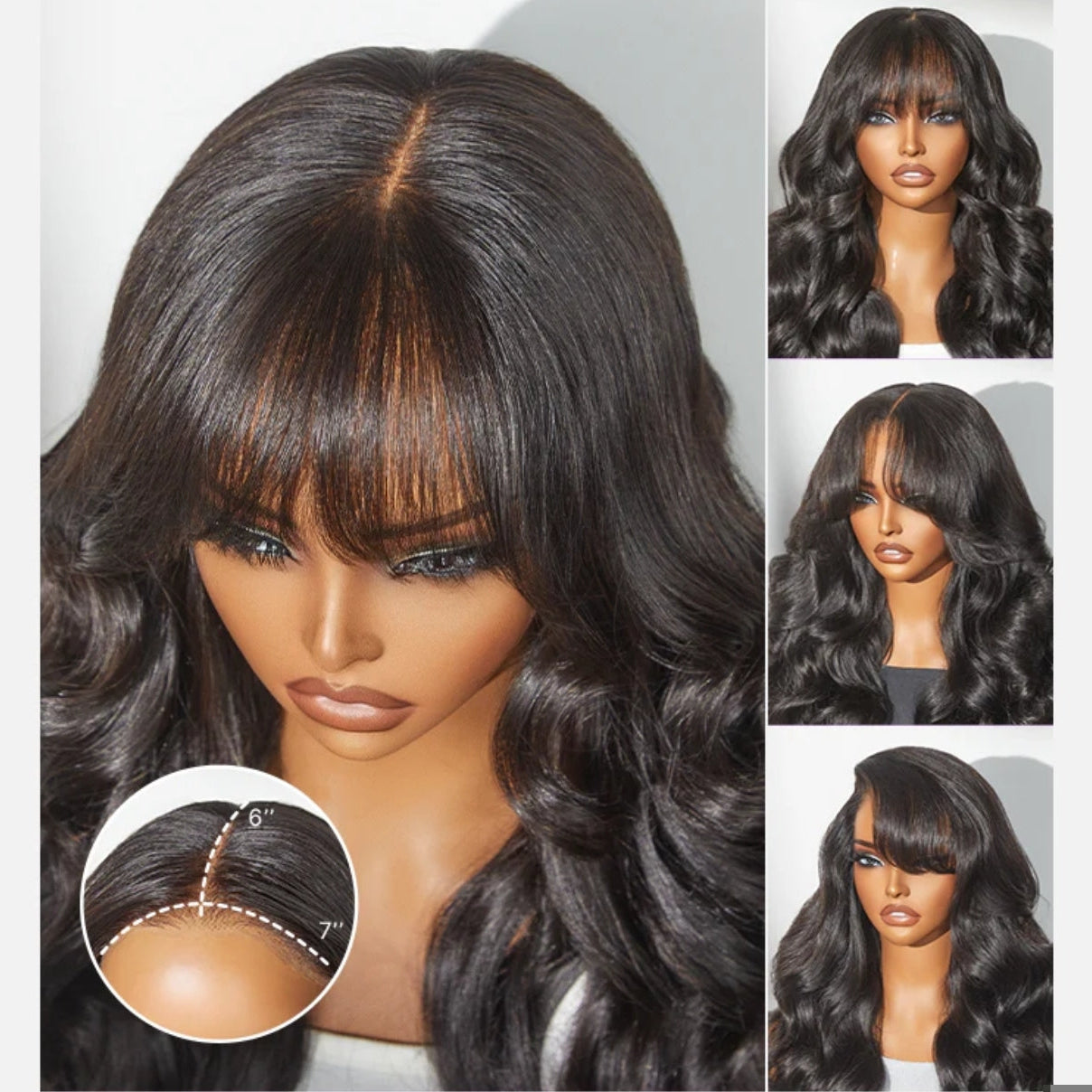Peruca Wear Go Body Wave com franja – Preto Natural (#1B)