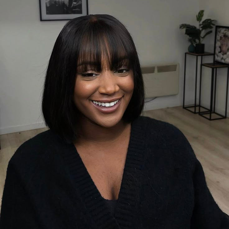 Peruca Bob com franja – Preto Natural (#1B)