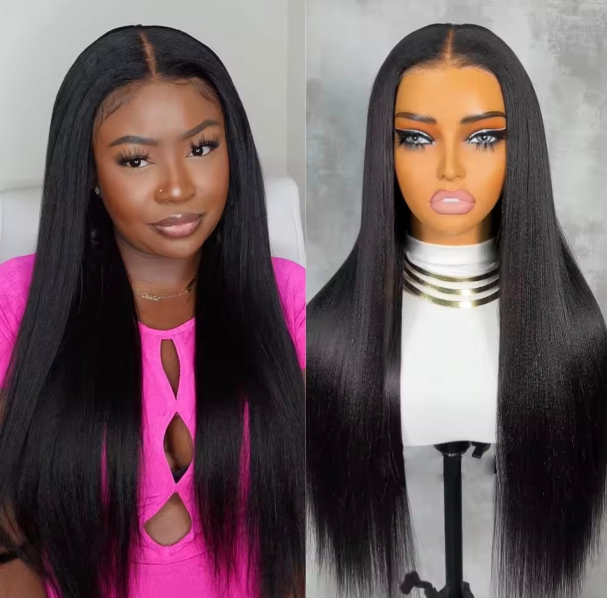 Peruca Lisa yaki – Cabelo Humano, Frente de Renda 13x4 HD, Sem Cola, Wear & Go, Pré-Cortada e Pré-Desbastada, Pronta a Usar