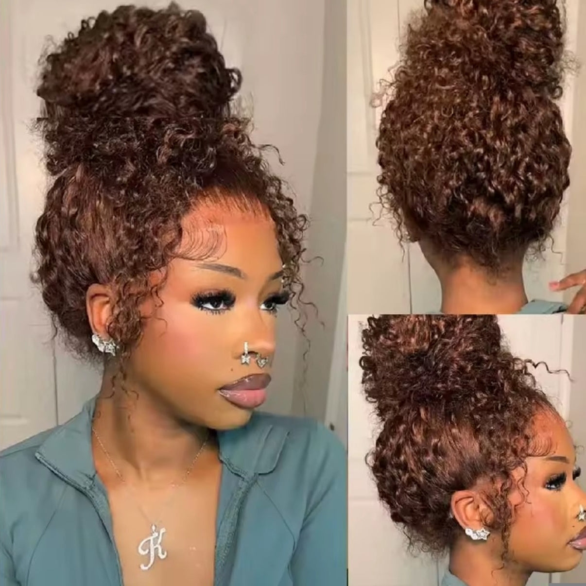 Peruca 360 Kinky Curly – Castanho Chocolate (#4)