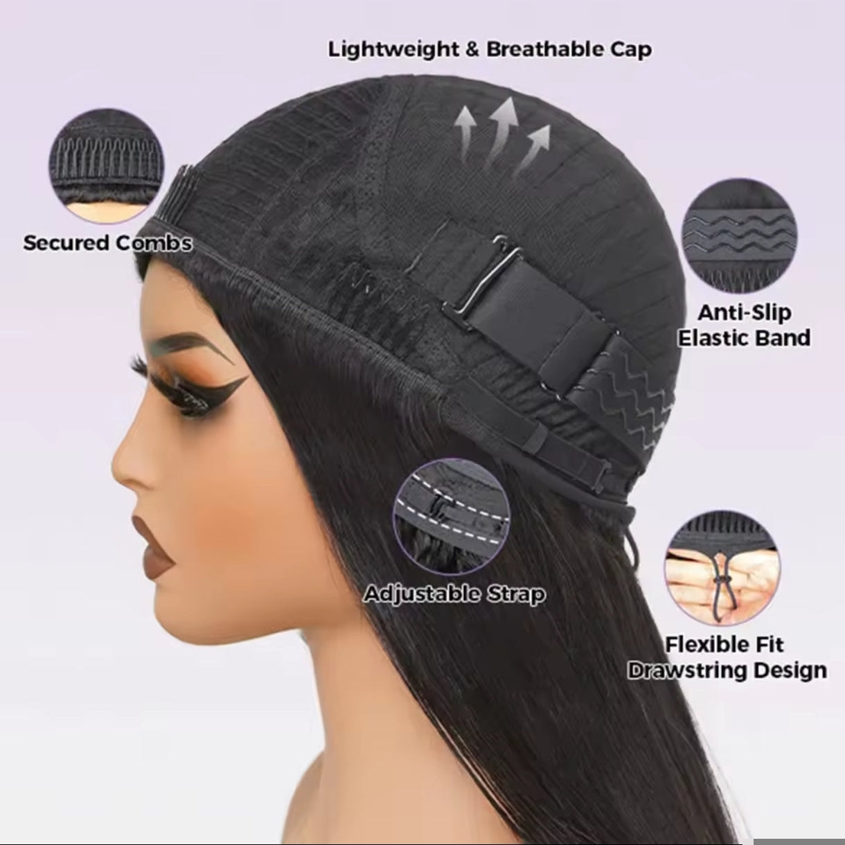 Half Wig Liso – Preto Natural (#1B)