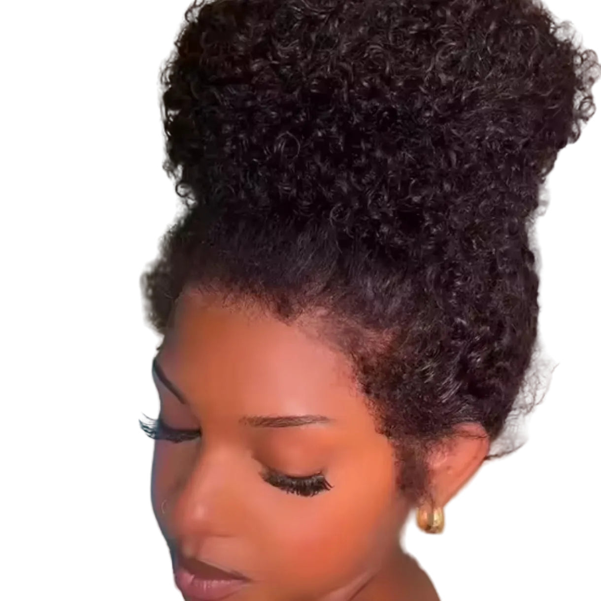 Peruca 360 Kinky Curly com Baby Hair 4B – Preto Natural (#1B)