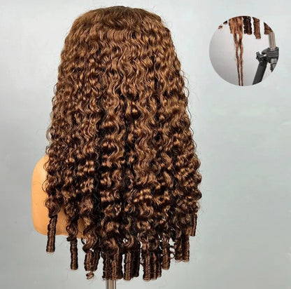 Peruca Cacheada Premium 100% Humana – Textura Burmese Curly (Cor Castanho #4)