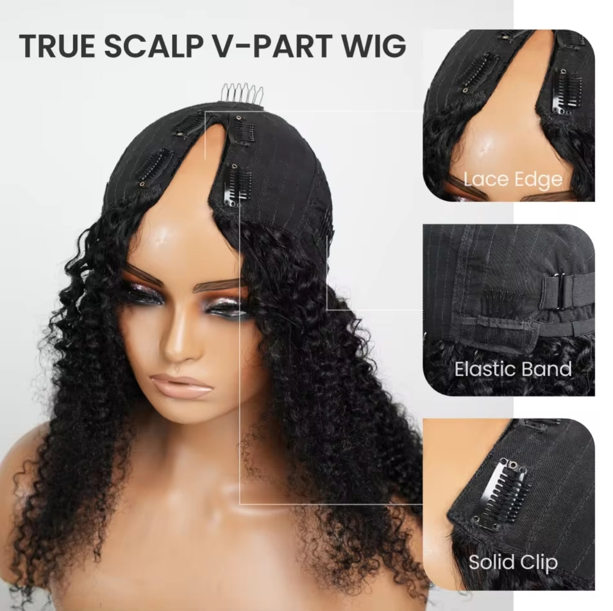 Peruca Parte V Kinky Straight Ondulado – Preto Natural (#1B)