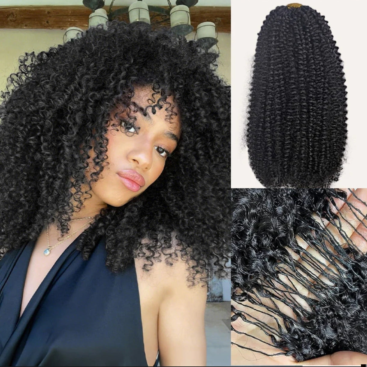 Crochet Afro Curly – Preto Natural (#1B)