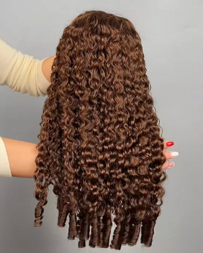 Peruca Cacheada Premium 100% Humana – Textura Burmese Curly (Cor Castanho #4)