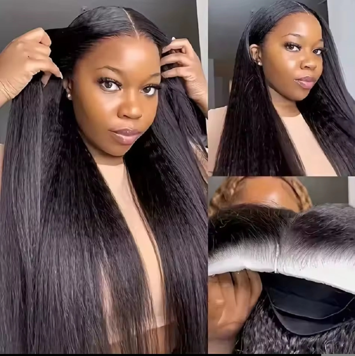 Peruca 360 Kinky Straight – Preto Natural (#1B)