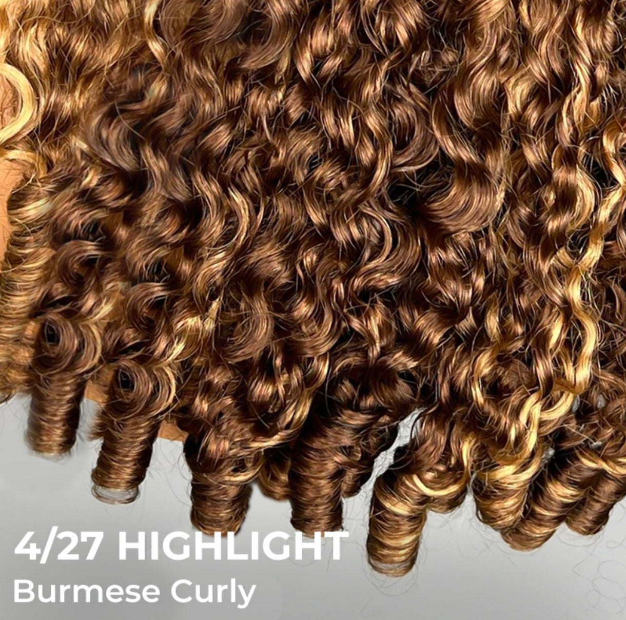 Peruca Cacheada Premium 100% Humana – Burmese Curly (#4/27 Highlight)