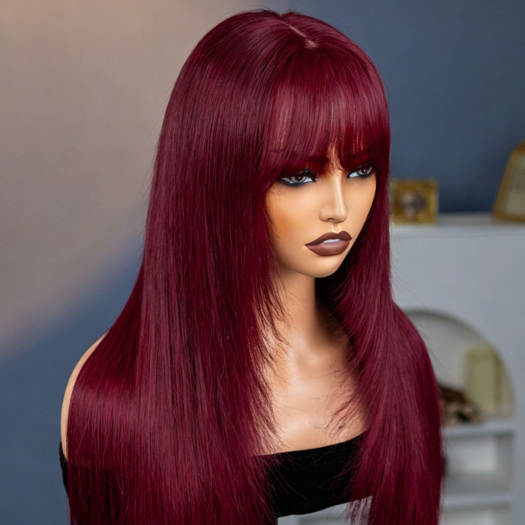 Peruca Wear Go Liso com Franja – Vermelho Borgonha (#99J)