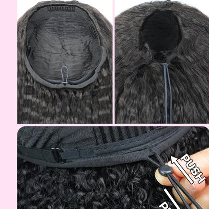 Half Wig Kinky Straight Ondulado – Preto Natural (#1B)