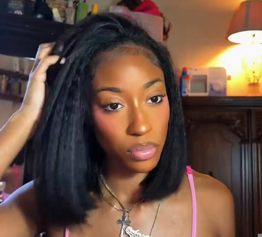 Half Wig Bob Kinky Straight  – Preto Natural (#1B) ou Castanho chocolate (#4)