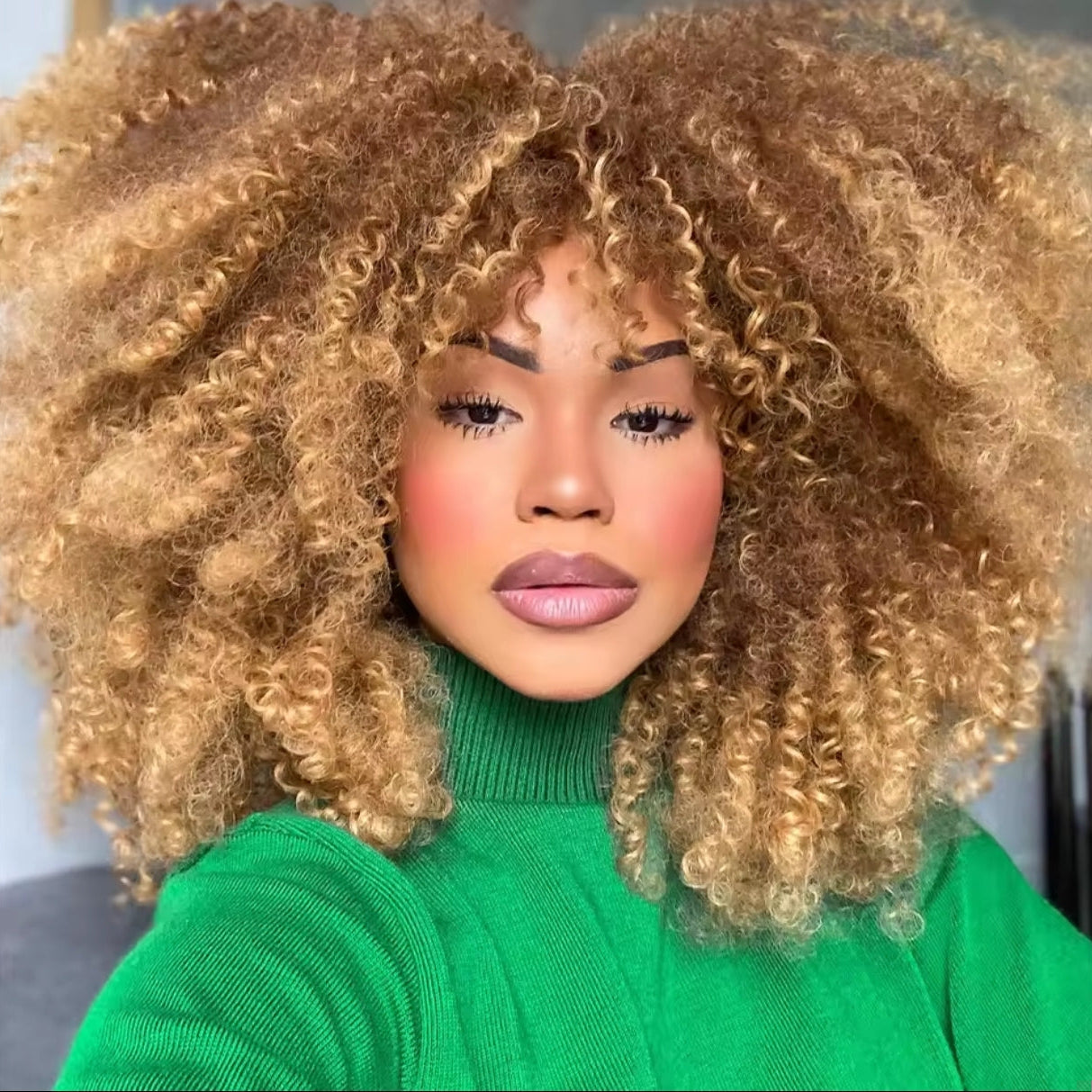 Half Wig Kinky Curly – Castanho Mel (#27)