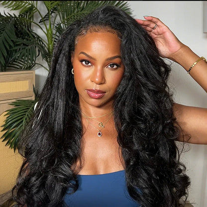 Half Wig Kinky Straight Ondulado – Preto Natural (#1B)